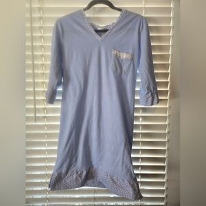 Women's Blue Nightshirt with Polka Dot Accents